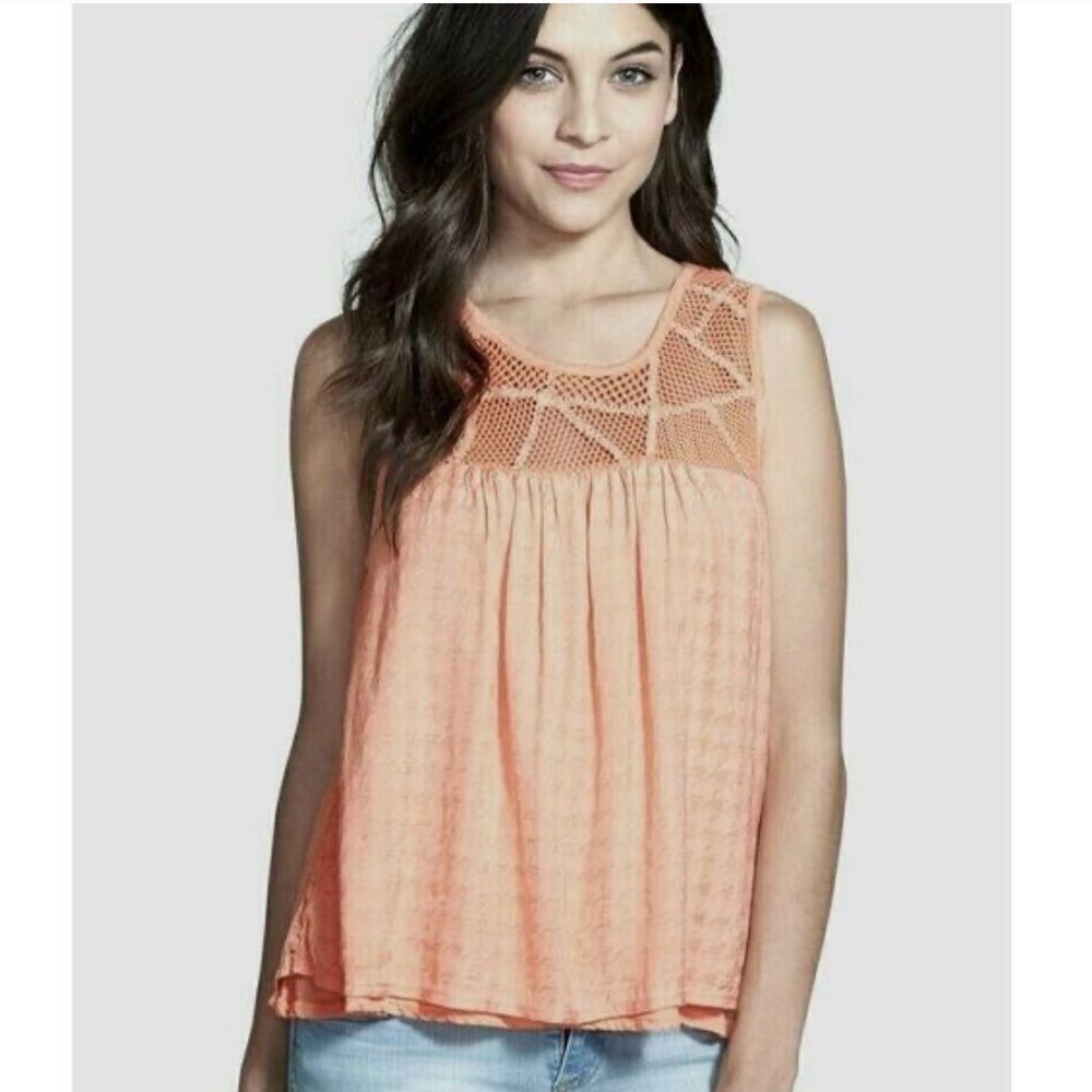 ✨ Lucky Brand Peach Crochet Tank Top ✨